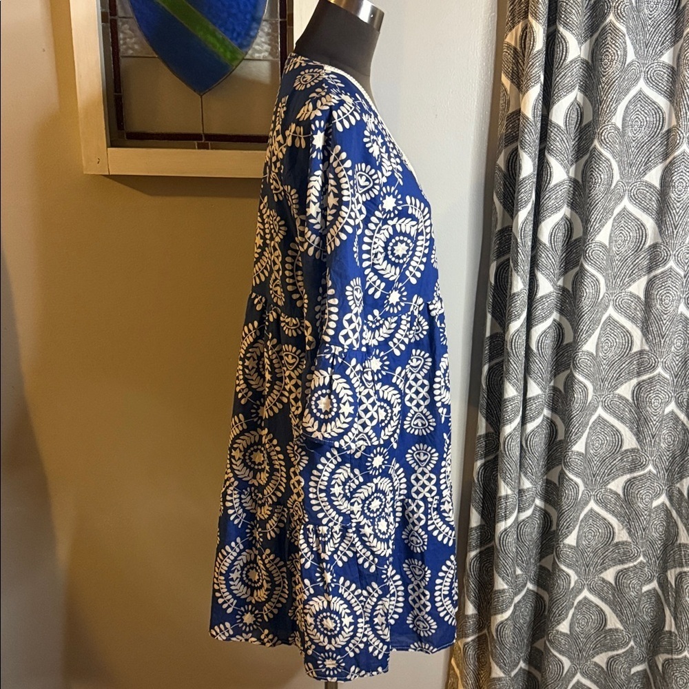Saiph Lab Tiered Bell Sleeve Midi Dress SZ Large - Picture 6 of 8